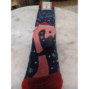 Christmas Socks 2 Pack NWT SZ 6-12.5 Flamingos